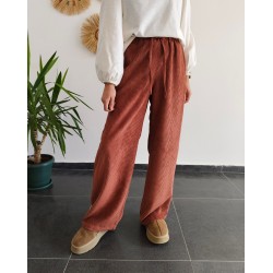 FİTİLLİ KADİFE PALAZZO KİREMİT PANTOLON