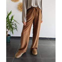 FİTİLLİ KADİFE PALAZZO KAHVE PANTOLON 