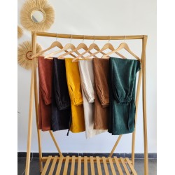 FİTİLLİ KADİFE PALAZZO HARDAL PANTOLON