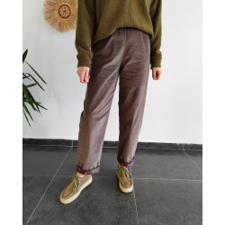 %100 PAMUK FİTİLLİ KADİFE KÜL KAHVE PANTOLON 