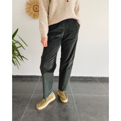 %100 PAMUK FİTİLLİ KADİFE KOYU YEŞİL PANTOLON 