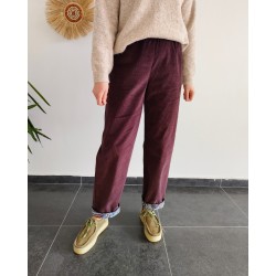 %100 PAMUK FİTİLLİ KADİFE KOYU MÜRDÜM PANTOLON 