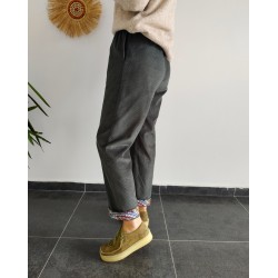 %100 PAMUK FİTİLLİ KADİFE KÜF YEŞİLİ PANTOLON 