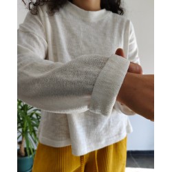 RETRO BEYAZ OVERSİZE TRİKO BLUZ