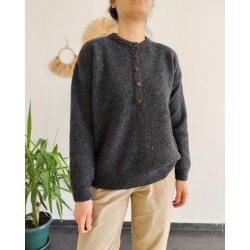 DÜĞMELİ YÜN İÇERİKLİ ANTRASİT TRİKO