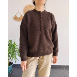 DÜĞMELİ YÜN İÇERİKLİ ACI KAHVE TRİKO