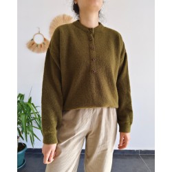 DÜĞMELİ YÜN İÇERİKLİ YAĞ YEŞİLİ TRİKO