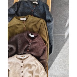 DÜĞMELİ YÜN İÇERİKLİ ACI KAHVE TRİKO